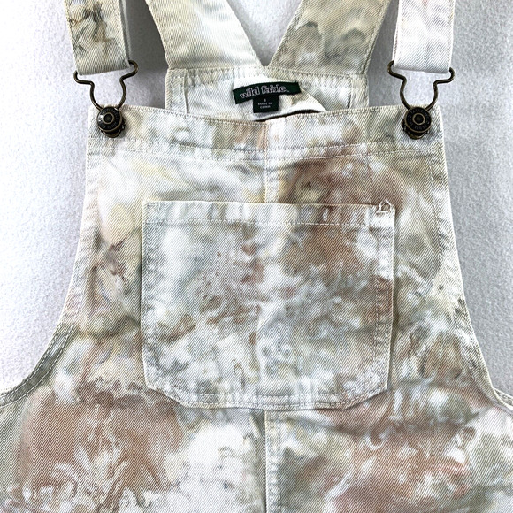 Wild Fable Bib Overall Skirt Womens Small Tie Dye White Denim Raw Hem Casual - Picture 2 of 10